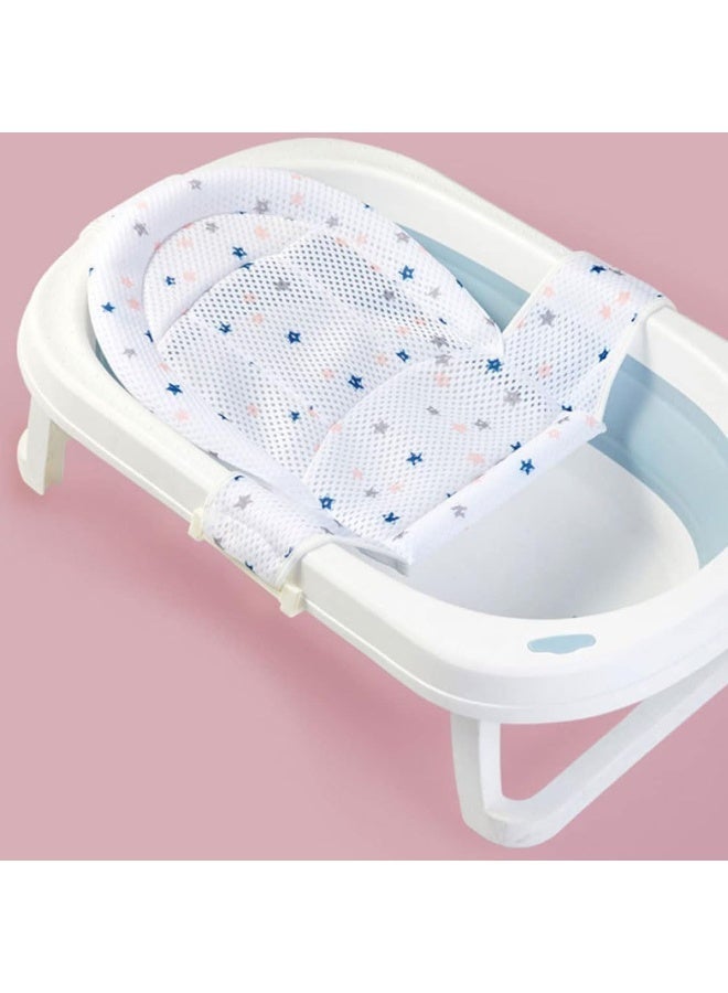 ChicAbode Baby Bath Seat Support Net, Infant Bath Mat with Adjustable Five Corner Buckle, Quick-Drying Float Shower Mesh Bathing Sling, Foldable Newborn Bathtub Shower Mesh for Most Bathtub (T-shaped) - Image 3